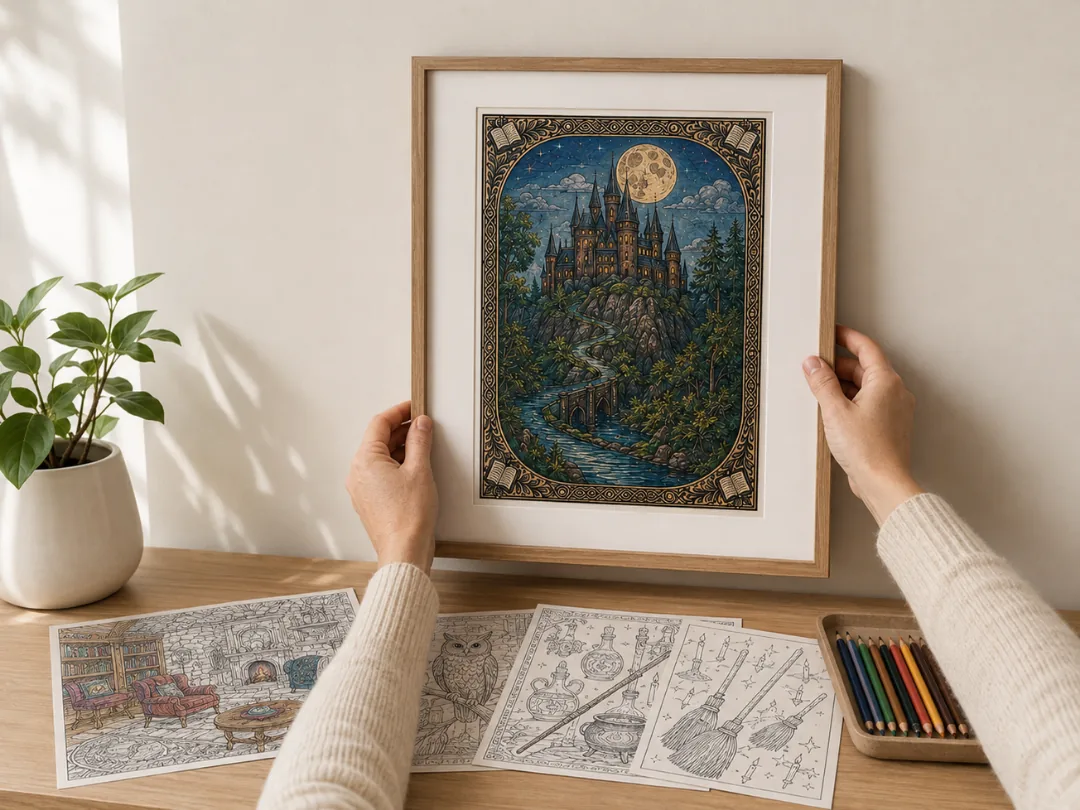 A home decorated with the coloured illustrations